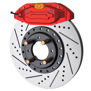 Disc de frână auto performant cu etrier roșu